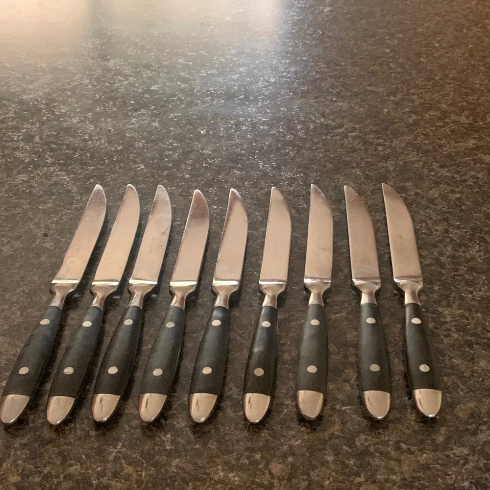 Hampton Silversmiths BISTRO BLACK Serrated Butter Knives Lot Set of 9 Stainless